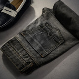 2017 New Men's Jeans High Quality Dark Gray Male Fashion Leisure Slim Jeans Brand Men's Clothing