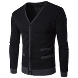 2017 new men's fashion slim long sleeved sweater coat color placket