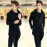 2017 New Men Winter Korean Hooded Fashion Woolen Coat Irregular Men's Windbreaker Trench Men Coat