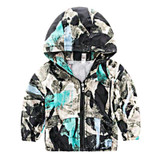 Fashion Baby Girls Boys Coat Jacket Cartoon Graffiti Hooded Windbreaker Autumn Toddler Full Sleeve Outerwear