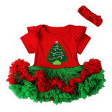 Fashion Baby Christmas Costume Red Cute Baby Girls Romper Infant Kids Tulle Outfits Bowknot Headband Toddler Girls Xmas Sunsuit