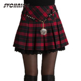 Fashion Autumn Winter Skirt Women 2018 Spring Schoolgirl Sexy Short Gray/Red Pleated Skirt Mini Plaid Skirts Women Faldas Saia