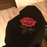Fashion Autumn Winter Long Sleeve Women Sweatshirt Rose Print Embroidered flowers Elegant Causal Tops Blouse Felpe Tumblr
