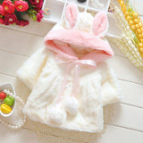 Fashion Autumn Winter Baby Girls Fleece Faux Fur Hooded Rabbit Ear Cloak Cape Kids Hoody Jacket Coat Cardigans Outwear MT1356