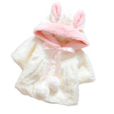 Fashion Autumn Winter Baby Girls Fleece Faux Fur Hooded Rabbit Ear Cloak Cape Kids Hoody Jacket Coat Cardigans Outwear MT1356