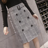 Fashion Autumn Winter A-line Skirt 2017 Plus Size High Waist Saias Femininas Casual Women Midi Skirts Female Woolen Plaid Skirts