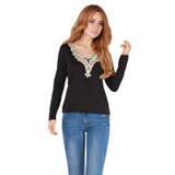 Fashion Autumn Sexy V-neck Lace Crochet Shirt Women Long Sleeve Blouse Women's Shirt Blouse Tops HO666835