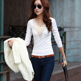Fashion Autumn Sexy V-neck Lace Crochet Shirt Women Long Sleeve Blouse Women's Shirt Blouse Tops HO666835