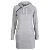Fashion Autumn Dresses Women Hoodie Dress Pocket Long Sleeve Mini Dress Casual Dress Women Clothing Vestidos De Festa LJ5841E