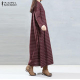 Fashion Autumn Dress 2017 ZANZEA Women Striped Print Dresses Long Sleeve O Neck Vintage  Loose Long Vestidos Plus Size S-5XL Fashion Autumn Dress 2017 ZANZEA Women Striped Print Dresses Long Sleeve O Neck Vintage  Loose Long Vestidos Plus Size S-5XL