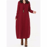 Fashion Autumn 2017 ZANZEA Women Cotton Linen Dress V Neck Long Maxi Dresses Long Sleeve Casual Loose Vestidos Plus Size S-5XL