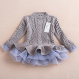 Fashion Autumn 2017 Thick Warm Girl Dresses Princess Knitted Winter Party Kids Sweater TuTu Dress Girl Clothes Children Clothing