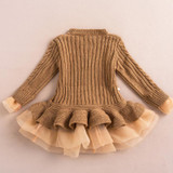 Fashion Autumn 2017 Thick Warm Girl Dresses Princess Knitted Winter Party Kids Sweater TuTu Dress Girl Clothes Children Clothing