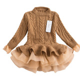 Fashion Autumn 2017 Thick Warm Girl Dresses Princess Knitted Winter Party Kids Sweater TuTu Dress Girl Clothes Children Clothing