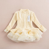 Fashion Autumn 2017 Thick Warm Girl Dresses Princess Knitted Winter Party Kids Sweater TuTu Dress Girl Clothes Children Clothing