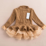 Fashion Autumn 2017 Thick Warm Girl Dresses Princess Knitted Winter Party Kids Sweater TuTu Dress Girl Clothes Children Clothing