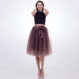 Fashion and Elegant 7 Layers 65CM Midi Tulle Skirts Womens 2017 Summer Tutu Skirt Women Wedding Underskirt Petticoat Falda Tul