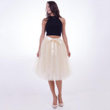 Fashion and Elegant 7 Layers 65CM Midi Tulle Skirts Womens 2017 Summer Tutu Skirt Women Wedding Underskirt Petticoat Falda Tul