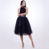 Fashion and Elegant 7 Layers 65CM Midi Tulle Skirts Womens 2017 Summer Tutu Skirt Women Wedding Underskirt Petticoat Falda Tul