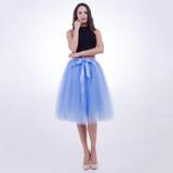 Fashion and Elegant 7 Layers 65CM Midi Tulle Skirts Womens 2017 Summer Tutu Skirt Women Wedding Underskirt Petticoat Falda Tul