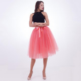 Fashion and Elegant 7 Layers 65CM Midi Tulle Skirts Womens 2017 Summer Tutu Skirt Women Wedding Underskirt Petticoat Falda Tul