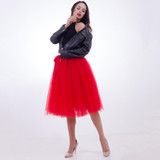 Fashion and Elegant 7 Layers 65CM Midi Tulle Skirts Womens 2017 Summer Tutu Skirt Women Wedding Underskirt Petticoat Falda Tul