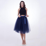 Fashion and Elegant 7 Layers 65CM Midi Tulle Skirts Womens 2017 Summer Tutu Skirt Women Wedding Underskirt Petticoat Falda Tul