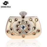 Fashion 7 Colors Women 2017 Party Shoulder Bags Ladies Crystal Evening Clutch Bag Female Wedding Gold Purses Evening Clutch Bags