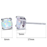 Fashion 6MM Opal Silver Stud Earrings Charm Jewelry
