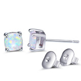 Fashion 6MM Opal Silver Stud Earrings Charm Jewelry
