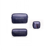 Fashion 3pcs / Set Transparent Mesh Cosmetic Bag Women Travel Beauty Cosmetics Organizer Necessity Cosmetic Bag Free Shipping