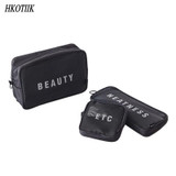 Fashion 3pcs / Set Transparent Mesh Cosmetic Bag Women Travel Beauty Cosmetics Organizer Necessity Cosmetic Bag Free Shipping