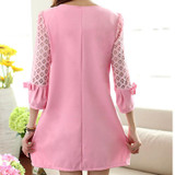 Fashion 2018 spring pregnancy dress loose maternity dresses red pink maternity blouse lace hollow pregnant women dresses