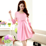Fashion 2018 spring pregnancy dress loose maternity dresses red pink maternity blouse lace hollow pregnant women dresses