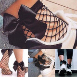 Fashion 2017 Women Ruffle Fishnet Ankle High Socks Mesh Lace Fish Net Bow Short Socks