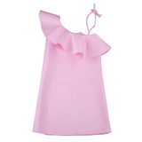 2017 Ruffles Girls Dresses Sweet Princess Dress Baby Kids Girl Clothing Wedding Party Dresses Children Clothing Pink Vestidos F2