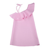 2017 Ruffles Girls Dresses Sweet Princess Dress Baby Kids Girl Clothing Wedding Party Dresses Children Clothing Pink Vestidos F2