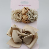 2017 Rose Lace hair band elastic double hair Bow flower Headband cute girls headwear children hair accessories 2pcs/set