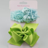 2017 Rose Lace hair band elastic double hair Bow flower Headband cute girls headwear children hair accessories 2pcs/set