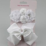 2017 Rose Lace hair band elastic double hair Bow flower Headband cute girls headwear children hair accessories 2pcs/set