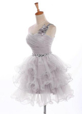 2017 Robe De Cocktail Grace Karin One shoulder Crystals Organza Ball Gowns  Blue Purple Pink Short Cocktail Dresses Party Gown