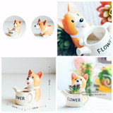 2017 Resin Small Flower Pot Planter Corgi Garden Plants Succulents Bonsai Potted Flowers Desk Garden Supplies L12