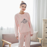 2017 Pyjamas Women Flannel Adults Winter Warm Pajama Sets Long Sleeved Velvet Pink Cartoon Sleepwear Femme Pijamas Pants