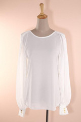 2017 Pure White Blouse Blusa Chiffon Women Office Shirt Puff Long Sleeve Blouses Blusas Femininas Formal Ladies Tops