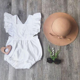 2017 Princess Girls Newborn Baby Romper Solid White Infant Bebes Toddler Kids Jumpsuit Outfits Ruffles Sunsuit Baby CLothes