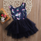 2017 Princess Baby Dress Newborn Infant Baby Girl Clothes Floral Crown Print Tutu Ball Gown Party Dresses for 0-24M Children