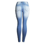 catonATOZ 2145 High Waist Jeans New Ladies Cotton Denim Pants Stretch Womens Side Ripped Skinny Denim Jeans For Female