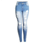 catonATOZ 2145 High Waist Jeans New Ladies Cotton Denim Pants Stretch Womens Side Ripped Skinny Denim Jeans For Female