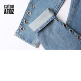 catonATOZ 2093 New High Waist Eyelets Jeans Boyfriend Denim Jeans Women Pants Female Jeans For Woman