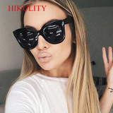 Cateye 2017 Fashion Sunglasses Women Luxury Brand Designer Vintage Sun glasses Female Rivet Shades Big Frame Style Eyewear UV400